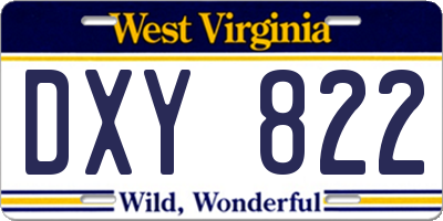 WV license plate DXY822