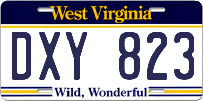 WV license plate DXY823
