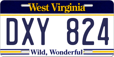 WV license plate DXY824