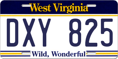 WV license plate DXY825