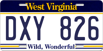 WV license plate DXY826