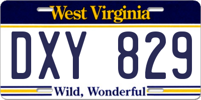 WV license plate DXY829