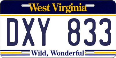 WV license plate DXY833