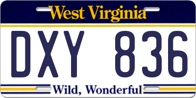 WV license plate DXY836