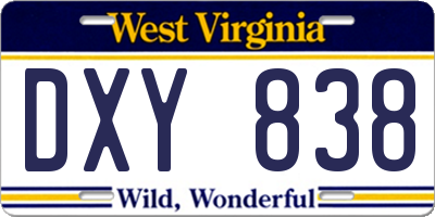 WV license plate DXY838