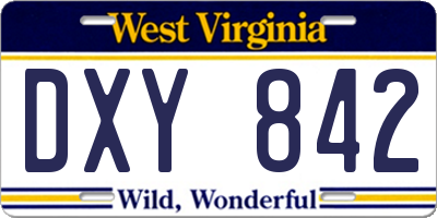 WV license plate DXY842
