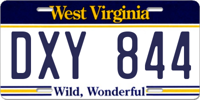 WV license plate DXY844