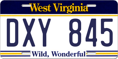 WV license plate DXY845