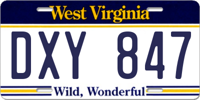 WV license plate DXY847
