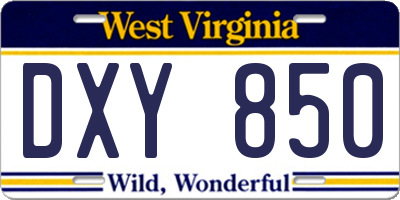 WV license plate DXY850