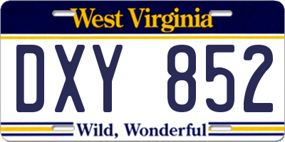 WV license plate DXY852