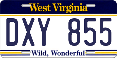 WV license plate DXY855