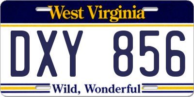 WV license plate DXY856