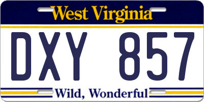 WV license plate DXY857