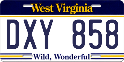 WV license plate DXY858