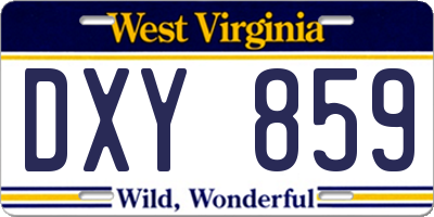 WV license plate DXY859