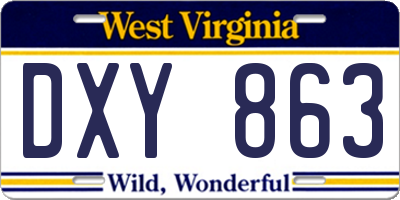 WV license plate DXY863