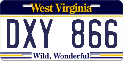 WV license plate DXY866