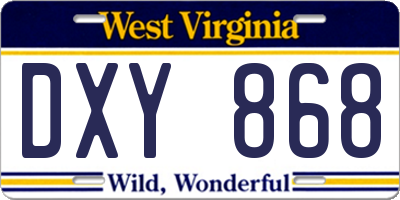 WV license plate DXY868