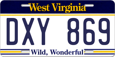 WV license plate DXY869