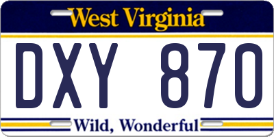 WV license plate DXY870