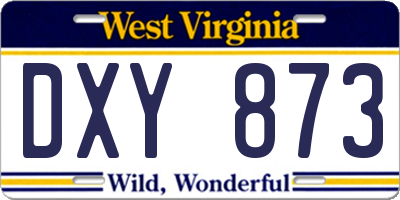 WV license plate DXY873