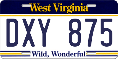 WV license plate DXY875