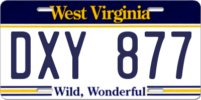 WV license plate DXY877