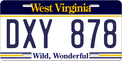 WV license plate DXY878