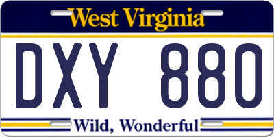 WV license plate DXY880