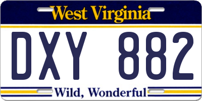 WV license plate DXY882
