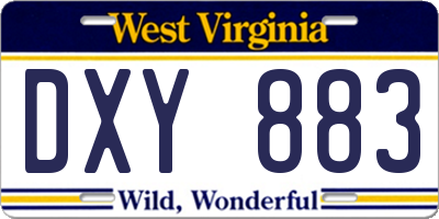 WV license plate DXY883