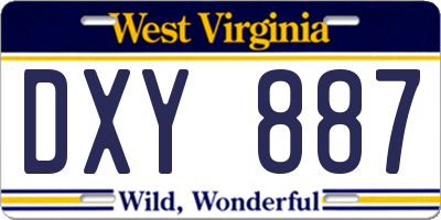 WV license plate DXY887