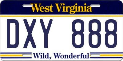 WV license plate DXY888