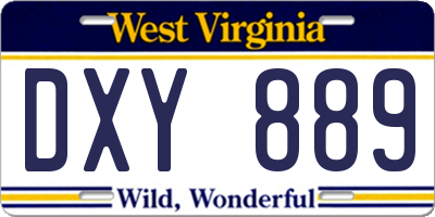 WV license plate DXY889