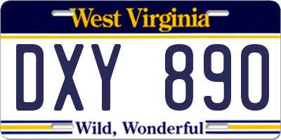 WV license plate DXY890