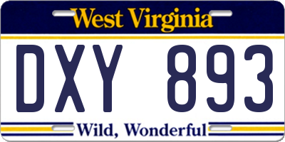 WV license plate DXY893