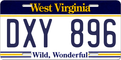 WV license plate DXY896