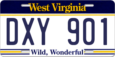WV license plate DXY901