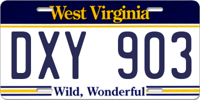 WV license plate DXY903