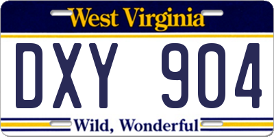 WV license plate DXY904