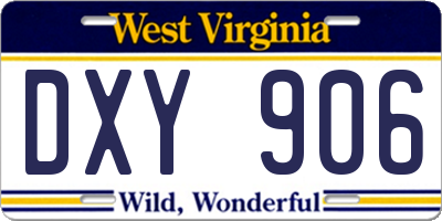 WV license plate DXY906