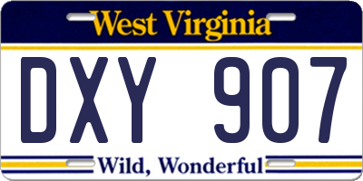 WV license plate DXY907