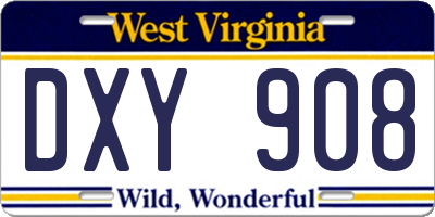WV license plate DXY908