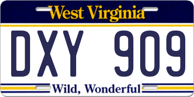 WV license plate DXY909