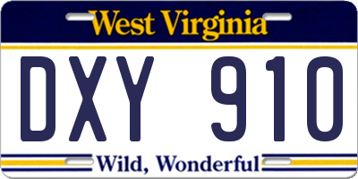 WV license plate DXY910