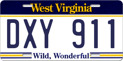 WV license plate DXY911