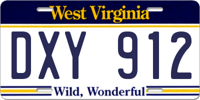 WV license plate DXY912