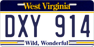 WV license plate DXY914