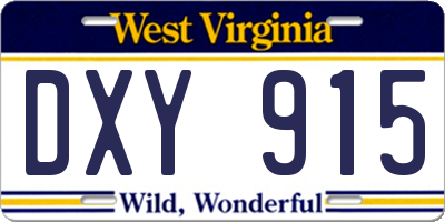 WV license plate DXY915